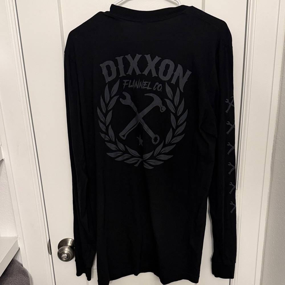 DIXXON Sketchy Logo Black Long Sleeve Tee with Gray Accents